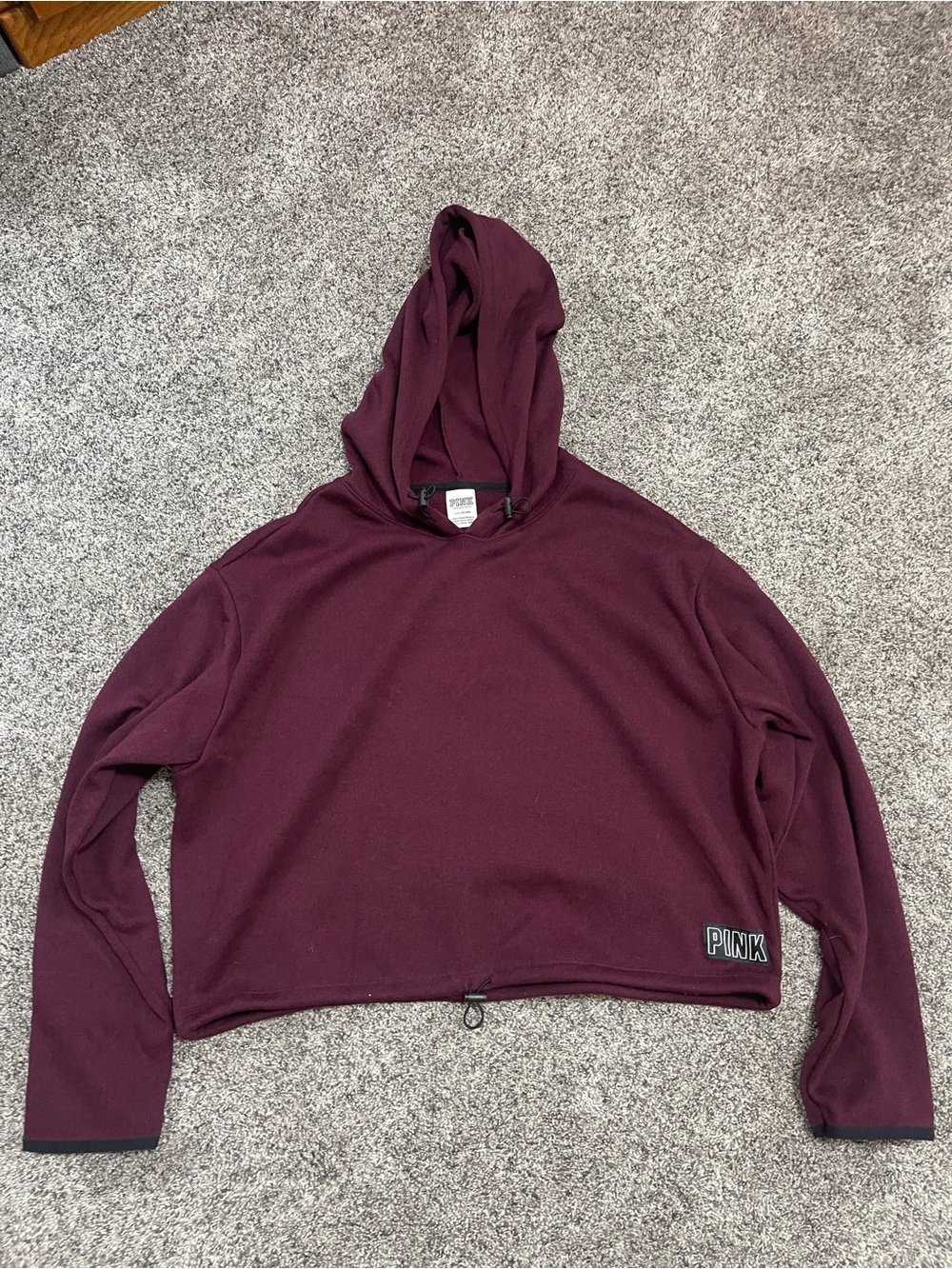 PINK Victoria's Secret Burgundy Hooded Crop Pullover